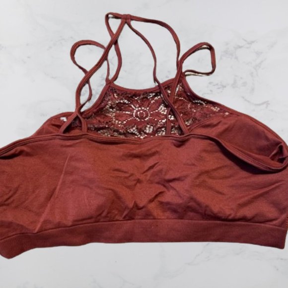 Fired Brick High Neck Lace Bralette - Picture 3 of 6